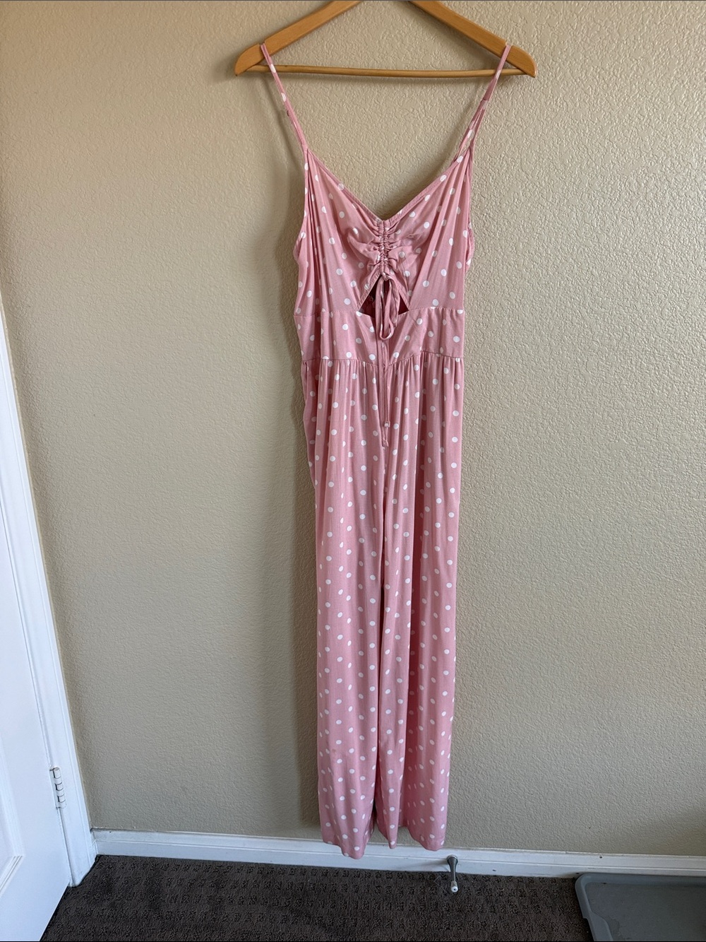 Wild Fable PinkPolka Dot Spaghetti Strap Jumpsuit